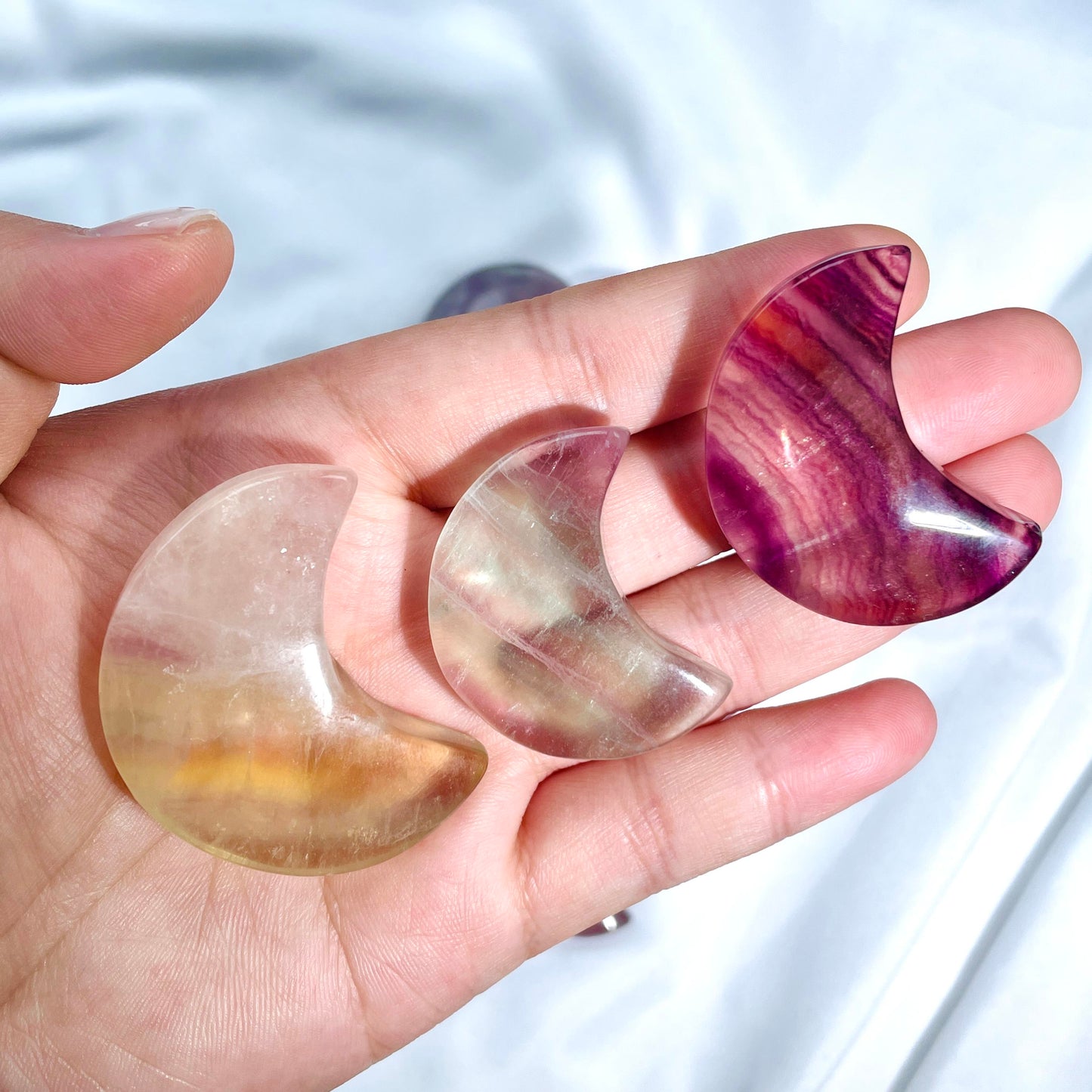 Natural crystal - Rainbow fluorite palm stone/butterfly/moon,perfect gift,beautiful decoration