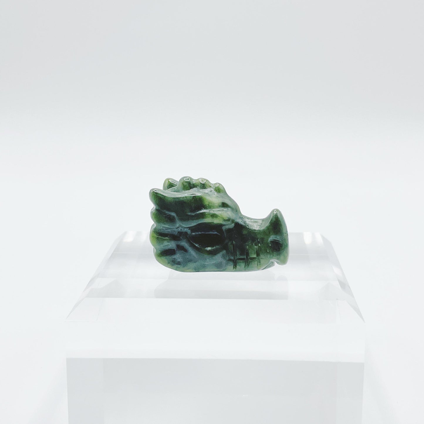 Miniature Hand Carved Natural Crystal Dragon Head Sculpture - Natural Stone Animal Statue, For Decoration, Symbol of Strength