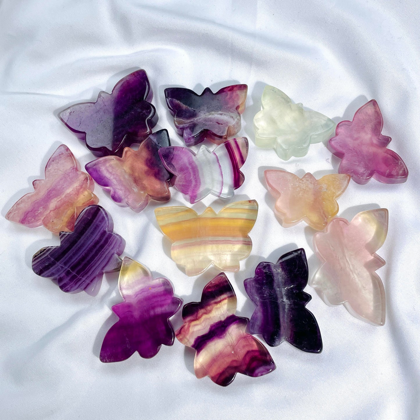 Natural crystal - Rainbow fluorite palm stone/butterfly/moon,perfect gift,beautiful decoration