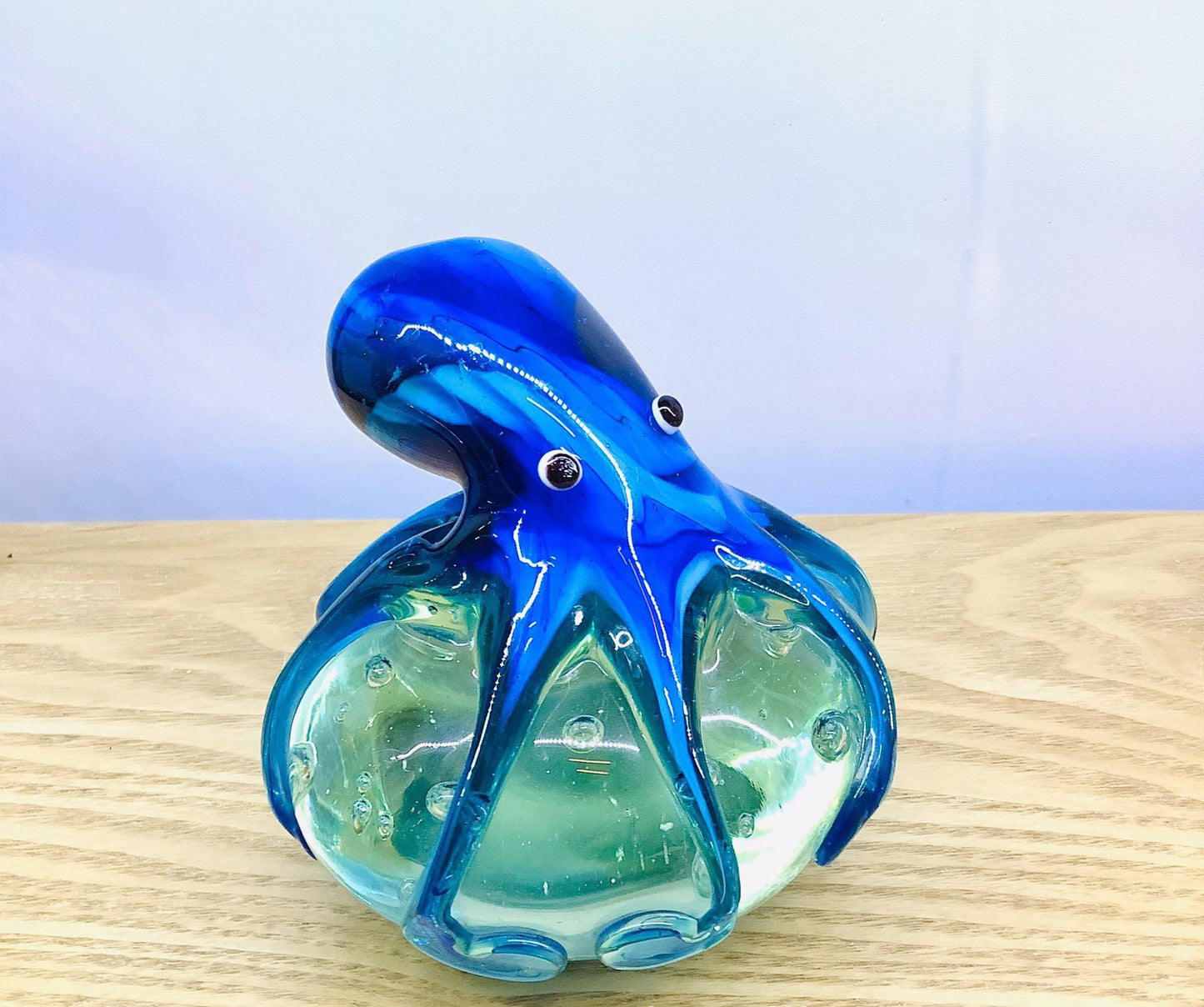 Gr Inspiration 海の魚のガラス製品、タコをモチーフにしたガラス装飾、透明&青、ホームデコレーション、ギフトボックス入り