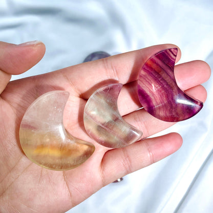 Natural crystal - Rainbow fluorite palm stone/butterfly/moon,perfect gift,beautiful decoration
