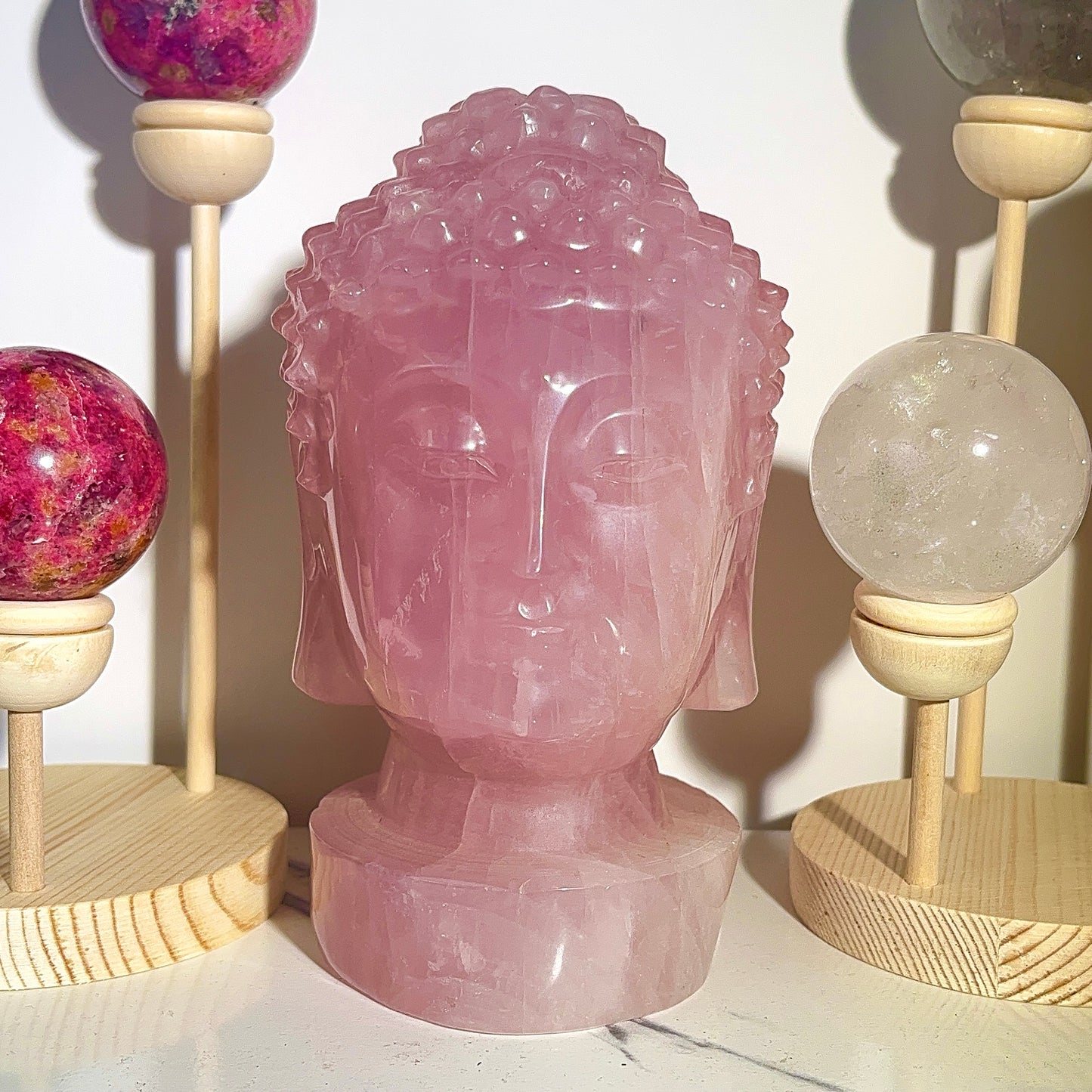 Natural crystal Rose quartz Buddha head