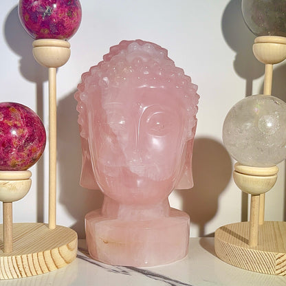 Natural crystal Rose quartz Buddha head