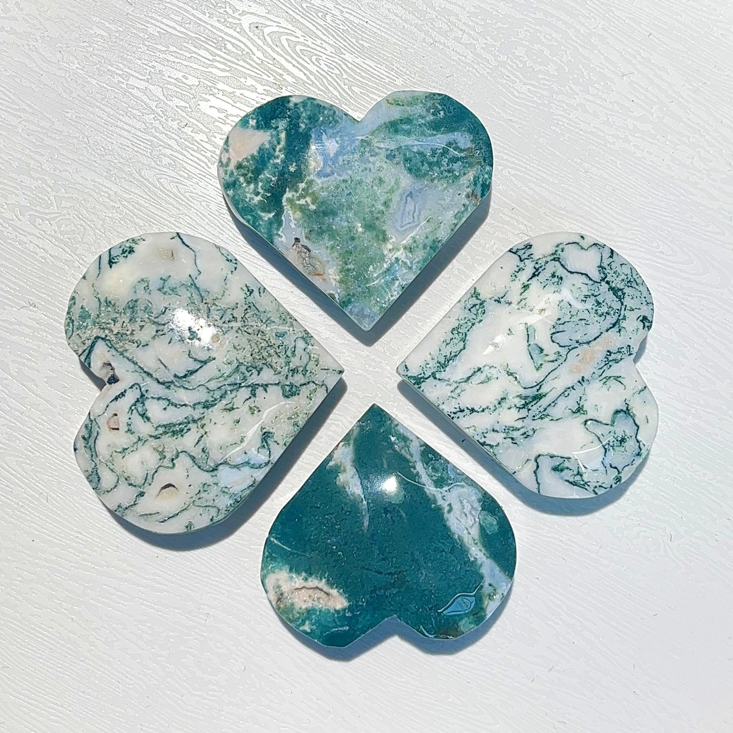 Natural crystal moss agate heart 4 pcs