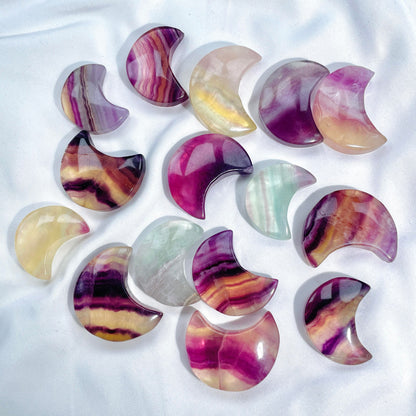 Natural crystal - Rainbow fluorite palm stone/butterfly/moon,perfect gift,beautiful decoration