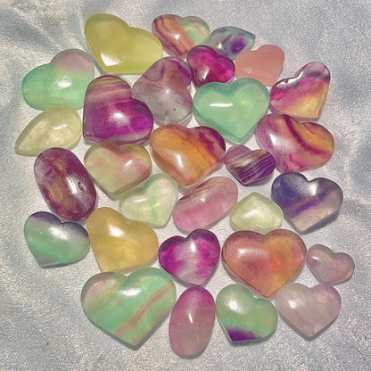 Rainbow flourite heart