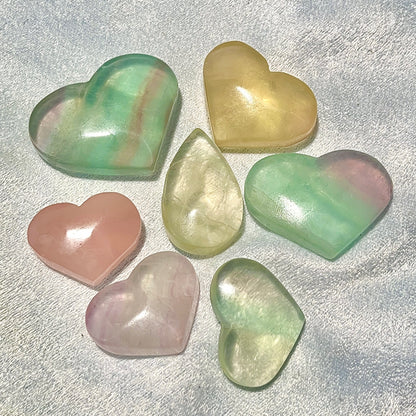 Rainbow flourite heart