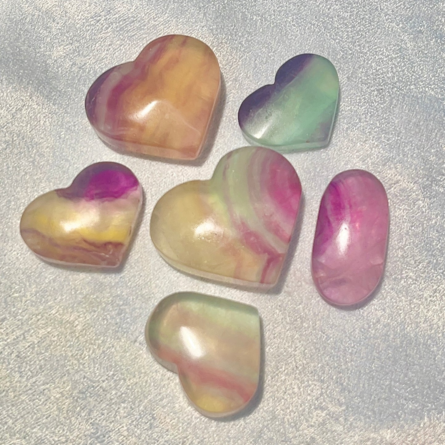 Rainbow flourite heart