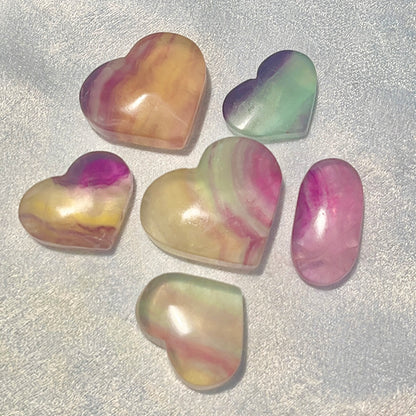 Rainbow flourite heart