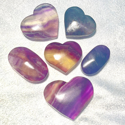 Rainbow flourite heart