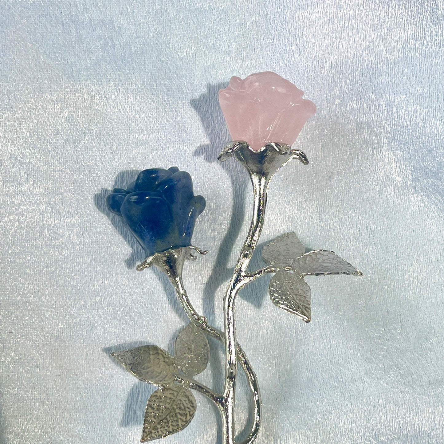 3 Crystal Roses with Holder