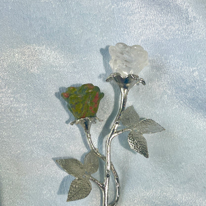 3 Crystal Roses with Holder