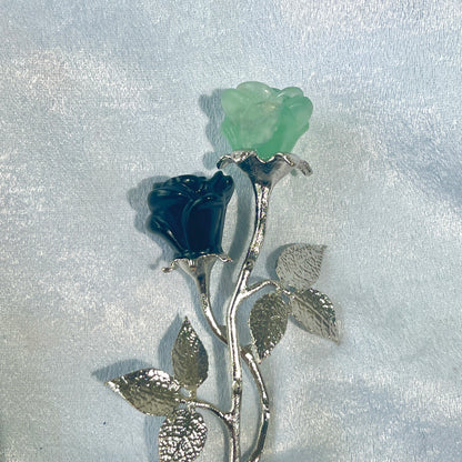 3 Crystal Roses with Holder