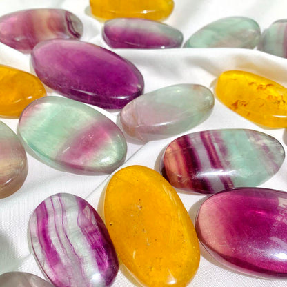 Natural crystal - Rainbow fluorite palm stone/butterfly/moon,perfect gift,beautiful decoration