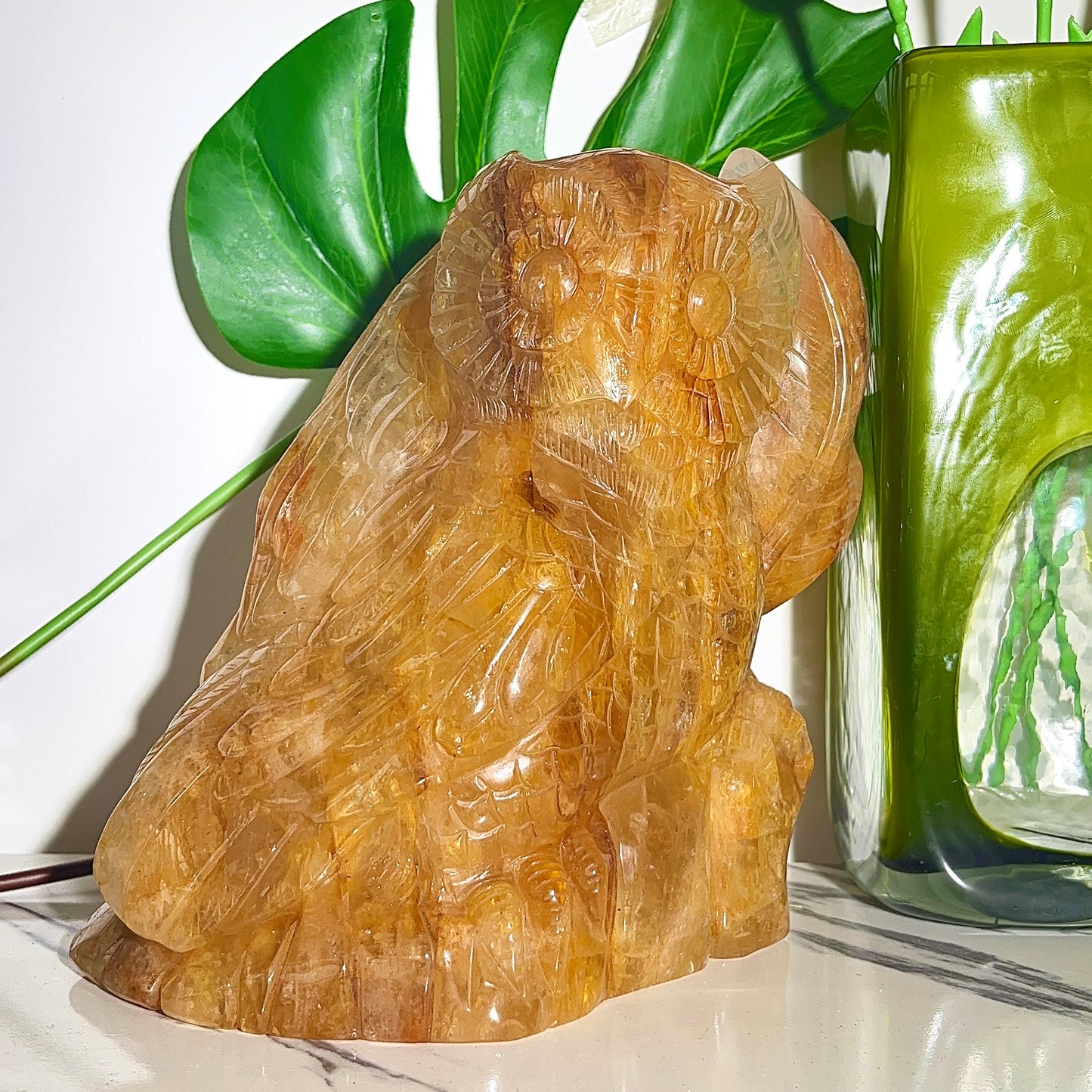 Natural crystal Golden Healer Owl