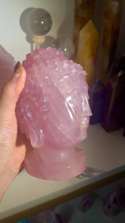 Natural crystal Rose quartz Buddha head