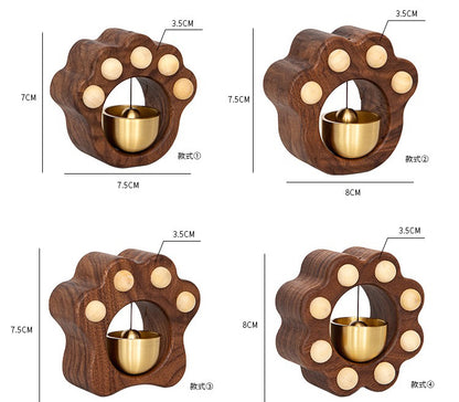 Gr Inspiration ウォールナット 猫の足跡ドアベル 真鍮素材 金メッキベル ギフトに最適