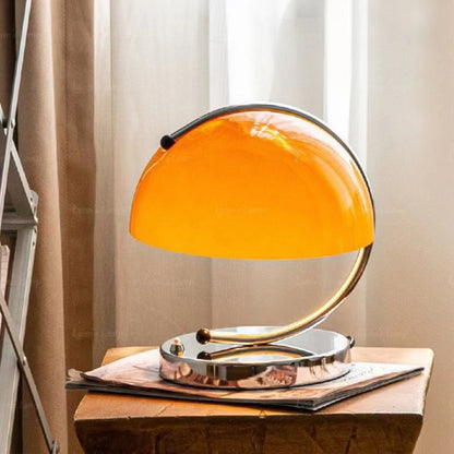 Gr Inspiration Vintage Hemispherical Table Lamp In Light Orange & Beige, Glass and Stainless Steel Material, Home Décor, Excellent Gift Choice